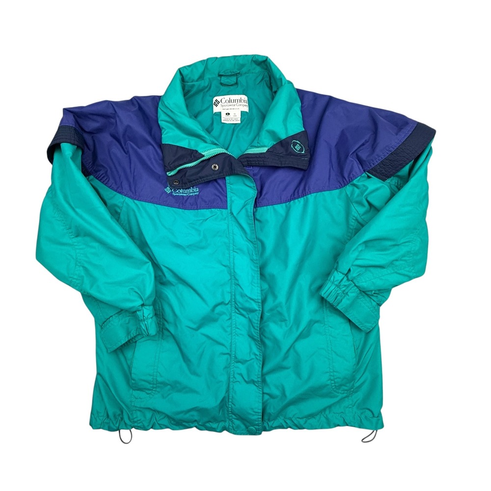 Columbia Bugaboo Jacket Womens Large Teal Purple Vintage 90's Retro Windbreaker